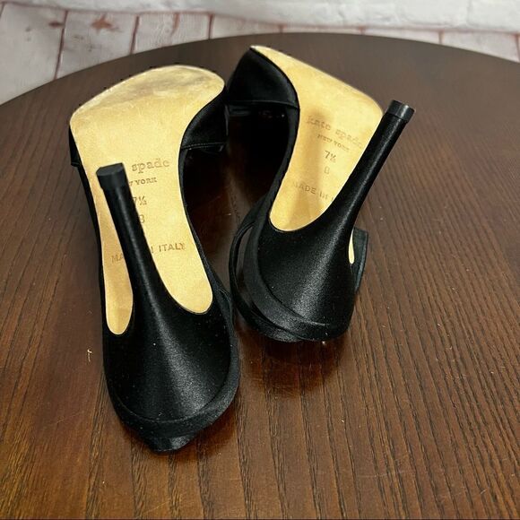 KATE SPADE satin sling back sandals with rhinestones and bow 7.5 euc - Picture 7 of 10